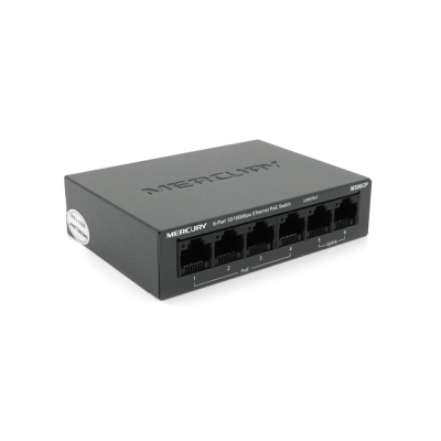 Комутатор POE Mercury MS06CP з 4 портами Чорний (13254)