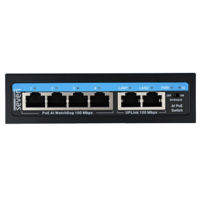 PoE-комутатор switch 4 порти SEVEN P-7324 Чорний (13290) PoE-комутатор switch 4 порти SEVEN P-7324 Чорний (13290)