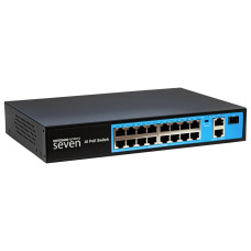 PoE-коммутатор switch 16 портов SEVEN P-73216G-SFP Черный (13291)
