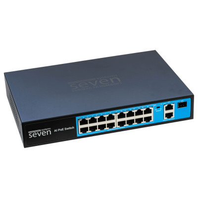 PoE-комутатор switch 16 портів SEVEN P-73216G-SFP Чорний (13291) PoE-комутатор switch 16 портів SEVEN P-73216G-SFP Чорний (13291)