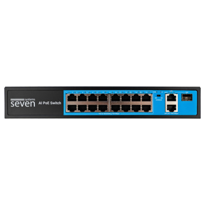 PoE-комутатор switch 16 портів SEVEN P-73216G-SFP Чорний (13291) PoE-комутатор switch 16 портів SEVEN P-73216G-SFP Чорний (13291)