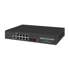 Комутатор мережевий POE GreenVision GV-019-M-08G+SFP Чорний (13293)