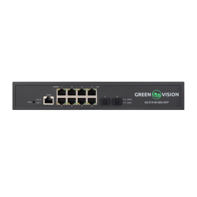 Коммутатор сетевой POE GreenVision GV-019-M-08G+SFP Черный (13293)