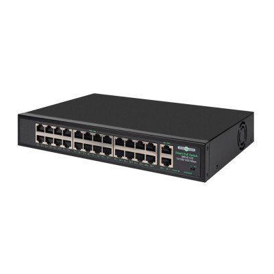 Коммутатор сетевой POE GreenVision GV-009-D-24+2PG Черный (13298)