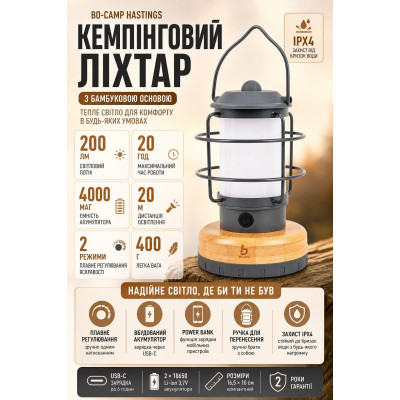 Ліхтар кемпінговий Bo-Camp Hastings 165х100х100 мм Сірий (DAS3899) Ліхтар кемпінговий Bo-Camp Hastings 165х100х100 мм Сірий (DAS3899)