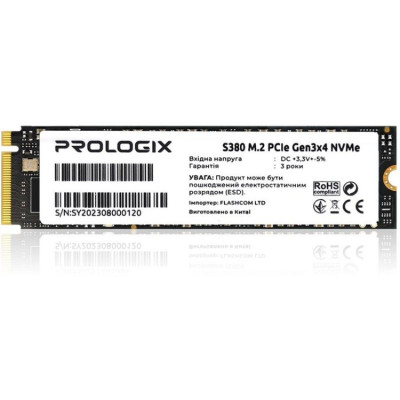 Накопитель SSD 256GB PrologiX S380 M.2 2280 PCIe 3.0 x4 NVMe TLC (PRO256GS380) Накопитель SSD 256GB PrologiX S380 M.2 2280 PCIe 3.0 x4 NVMe TLC (PRO256GS380)