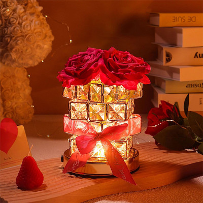 Настольная лампа LED ночник Lesko Rose Crystal YW-HP-MGMFP Красный (14478-96607)