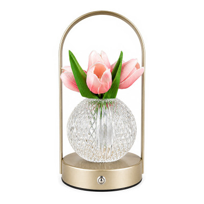 Настольная лампа LED светильник ночник Lesko Tulips Crystal ZBTSYJX0417 Розовый (14481-96613)