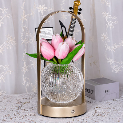 Настольная лампа LED светильник ночник Lesko Tulips Crystal ZBTSYJX0417 Розовый (14481-96613)