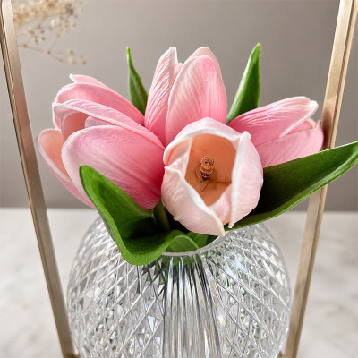 Настольная лампа LED светильник ночник Lesko Tulips Crystal ZBTSYJX0417 Розовый (14481-96613)