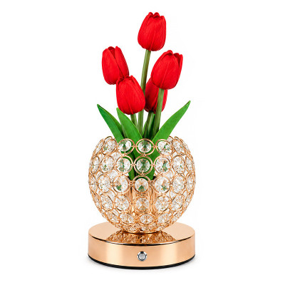 Настольная лампа ночник Lesko Tulips Crystal SJP0723002 Красный (14482-96608)