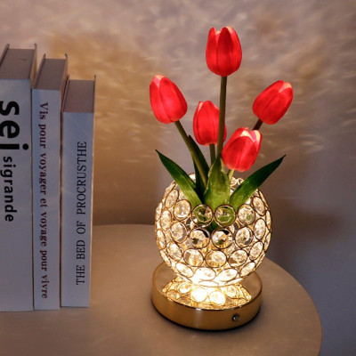 Настольная лампа ночник Lesko Tulips Crystal SJP0723002 Красный (14482-96608)