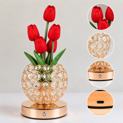 Настольная лампа ночник Lesko Tulips Crystal SJP0723002 Красный (14482-96608)