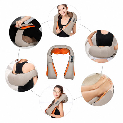 Роликовий масажер для шиї та плечей Lesko Massager of Neck Kneading Бежево-помаранчевий (14453-96601) Роликовий масажер для шиї та плечей Lesko Massager of Neck Kneading Бежево-помаранчевий (14453-96601)