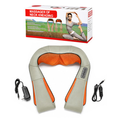 Роликовий масажер для шиї та плечей Lesko Massager of Neck Kneading Бежево-помаранчевий (14453-96601) Роликовий масажер для шиї та плечей Lesko Massager of Neck Kneading Бежево-помаранчевий (14453-96601)