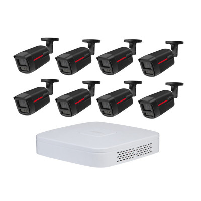 Комплект IP видеонаблюдения Dahua WizColor Kit 8хDH-IPC-HFW2449TL-S-PRO-BE+1хNVR2108-I2 Черный (14181)