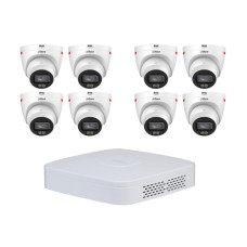 Комплект IP-відеоспостереження Dahua WizColor Kit 8хDH-IPC-HDW2449T-S-PRO + 1хNVR2108-I2 Білий (14185)