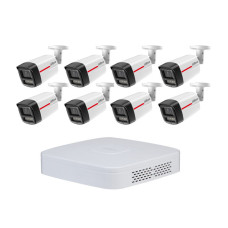 Комплект IP-відеоспостереження Dahua WizColor Kit 8хDH-IPC-HFW2449TL-S-PRO +1хNVR2108-I2 Білий (14186)