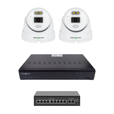Комплект IP-видеонаблюдения GreenVision GV-IP-K-W101/2 5MP Ultra AI на 2 камеры Белый (14276)