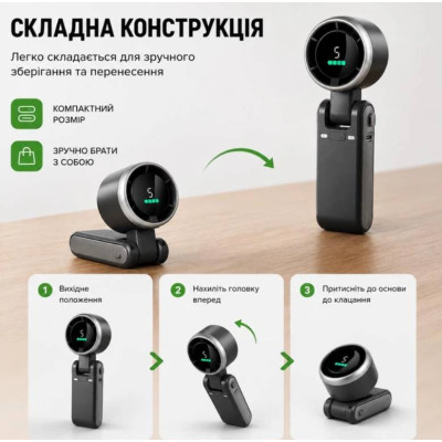 Портативний вентилятор Urbankit LED USB Type-C 5 швидкостей Чорний (MD11) Портативний вентилятор Urbankit LED USB Type-C 5 швидкостей Чорний (MD11)