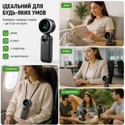 Портативний вентилятор Urbankit LED USB Type-C 5 швидкостей Чорний (MD11) Портативний вентилятор Urbankit LED USB Type-C 5 швидкостей Чорний (MD11)