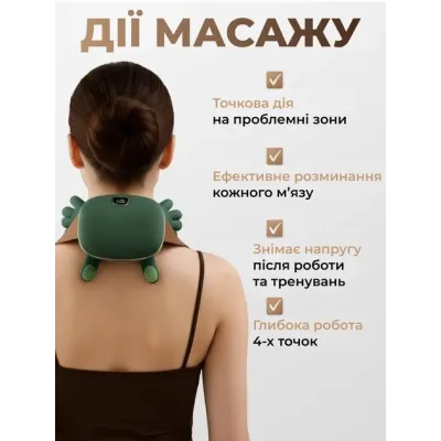 Масажер для шиї та плечей ANSHE 3D Шиацу Зелений (3014481876) Масажер для шиї та плечей ANSHE 3D Шиацу Зелений (3014481876)