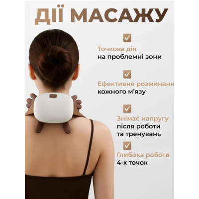 Масажер для шиї та плечей ANSHE 3D Шиацу Бежевий (3016862021) Масажер для шиї та плечей ANSHE 3D Шиацу Бежевий (3016862021)
