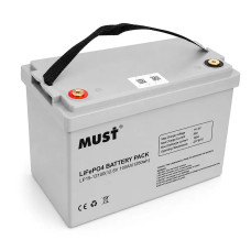 Акумуляторна батарея Must LiFePO4 LP15-12100 12.8V 100Ah 1.28kWh BMS50A@4S Grey (14430)