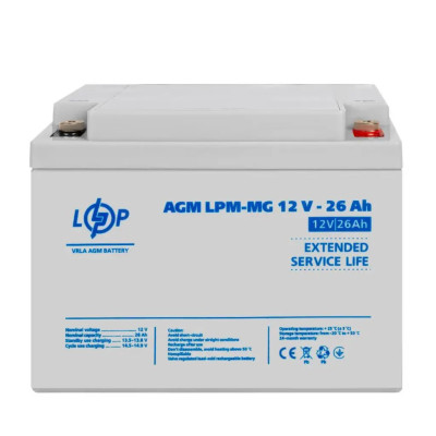 Акумулятор мультигелевий LogicPower AGM LPM-MG 12V-26 Ah Grey (14478)