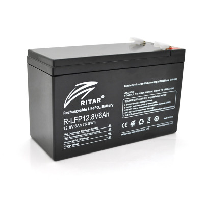 Акумуляторна батарея Ritar LiFePO4 12.8V 6Ah 76.8Wh BMS3A@4S Black (14402)