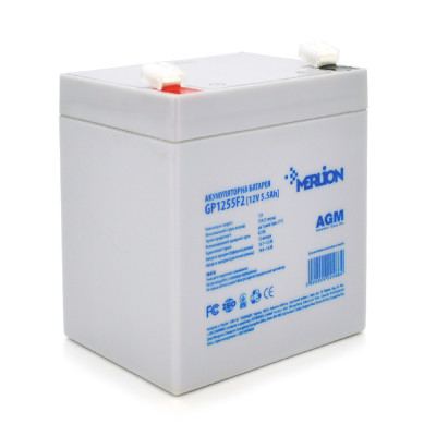 Акумуляторна батарея Merlion AGM GP1255F2 12V 5.5Ah Grey (14282)
