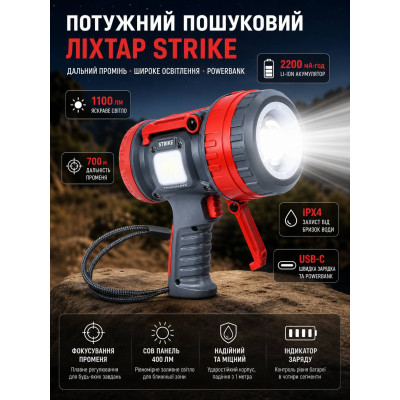 Фонарь поисковый Falcon Eye Strike Focus 166x150x86 мм Серый (DAS4063) Фонарь поисковый Falcon Eye Strike Focus 166x150x86 мм Серый (DAS4063)