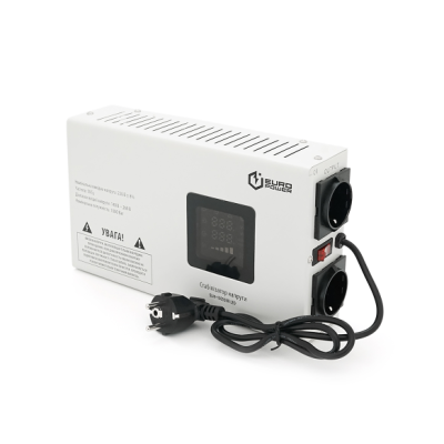 Стабилизатор напряжения релейный EuroPower SLIM-1000SBR LED 1000VA 700W Белый (15057)