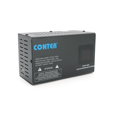 Стабилизатор напряжения релейный Conter SVRS-1000VA/750W Черный (15079) Стабилизатор напряжения релейный Conter SVRS-1000VA/750W Черный (15079)