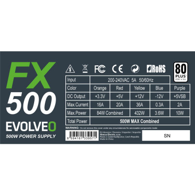 Evolveo FX500 500W 80 Plus (czefx500)