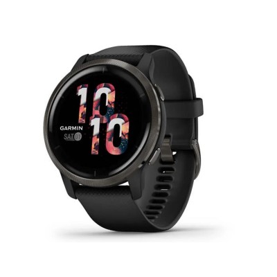Garmin Venu 2 Slate Stainless Steel Bezel with Black Case and Silicone Band (010-02430-11/01)