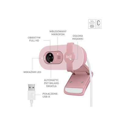 Logitech Brio 100 Full HD Webcam Rose (960-001623)
