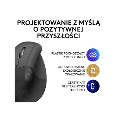Logitech Lift Left Vertical Ergonomic Wireless/Bluetooth Graphite (910-006474)
