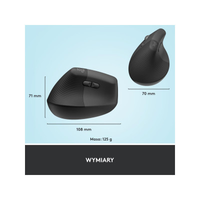 Logitech Lift Left Vertical Ergonomic Wireless/Bluetooth Graphite (910-006474)