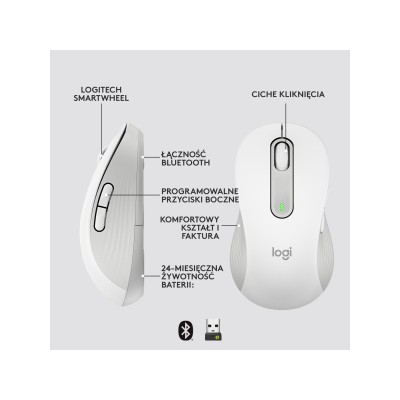 Logitech Signature M650 L Wireless Mouse LEFT Off-White (910-006240)