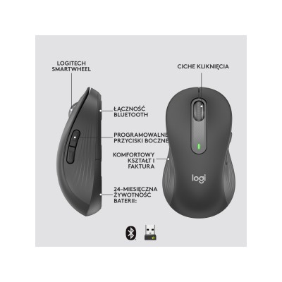 Logitech Signature M650 L Wireless Mouse LEFT Graphite (910-006239)