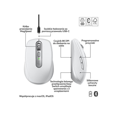 Logitech MX Anywhere 3S for Mac Pale Gray (910-006946)