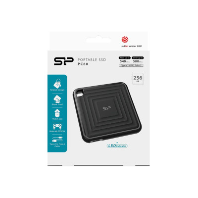 Silicon Power PC60 256GB USB-C - Czarny (SP256GBPSDPC60CK)