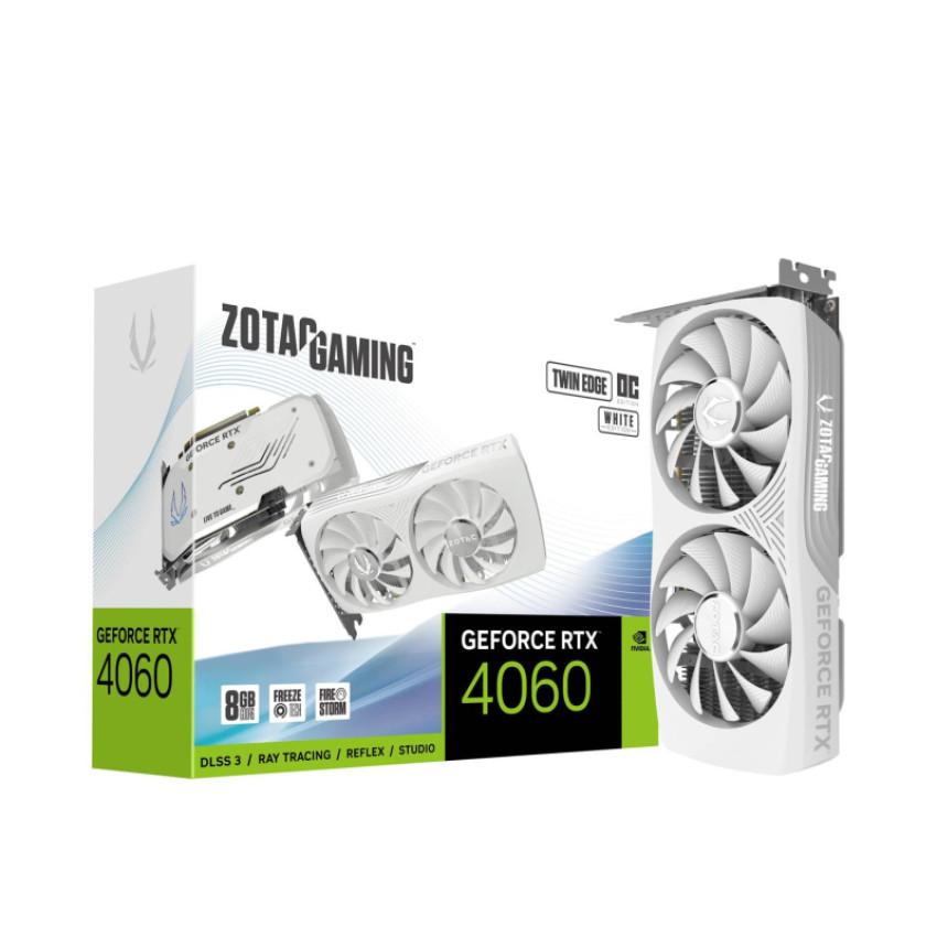 Zotac GeForce RTX 4060 Twin Edge OC White Edition 8GB GDDR6 Zotac GeForce RTX 4060 Twin Edge OC White Edition 8GB GDDR6