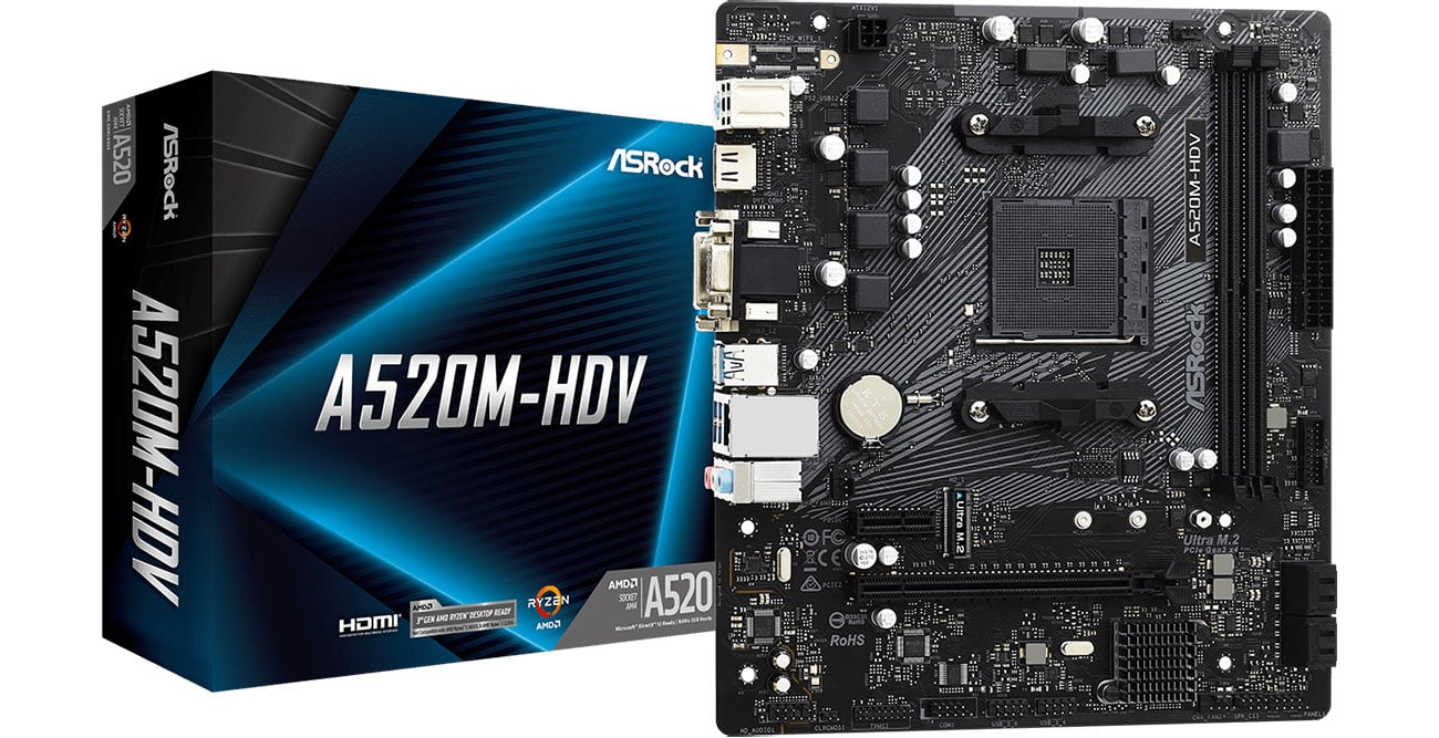 Материнська плата Socket AM4 ASRock A520M-HDV