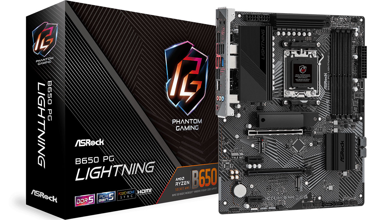 Материнська плата ASRock B650 PG LIGHTNING в коробці