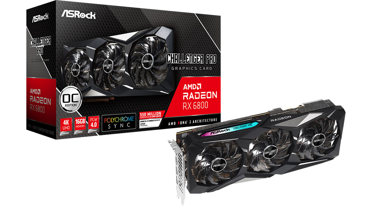 Видеокарта AMD ASRock Radeon RX 6800 Challenger Pro OC 16GB GDDR6 RX6800 CLP 16GO