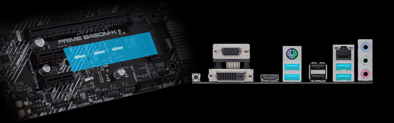 ASUS PRIME B450M-K II - M.2, роз',єми USB