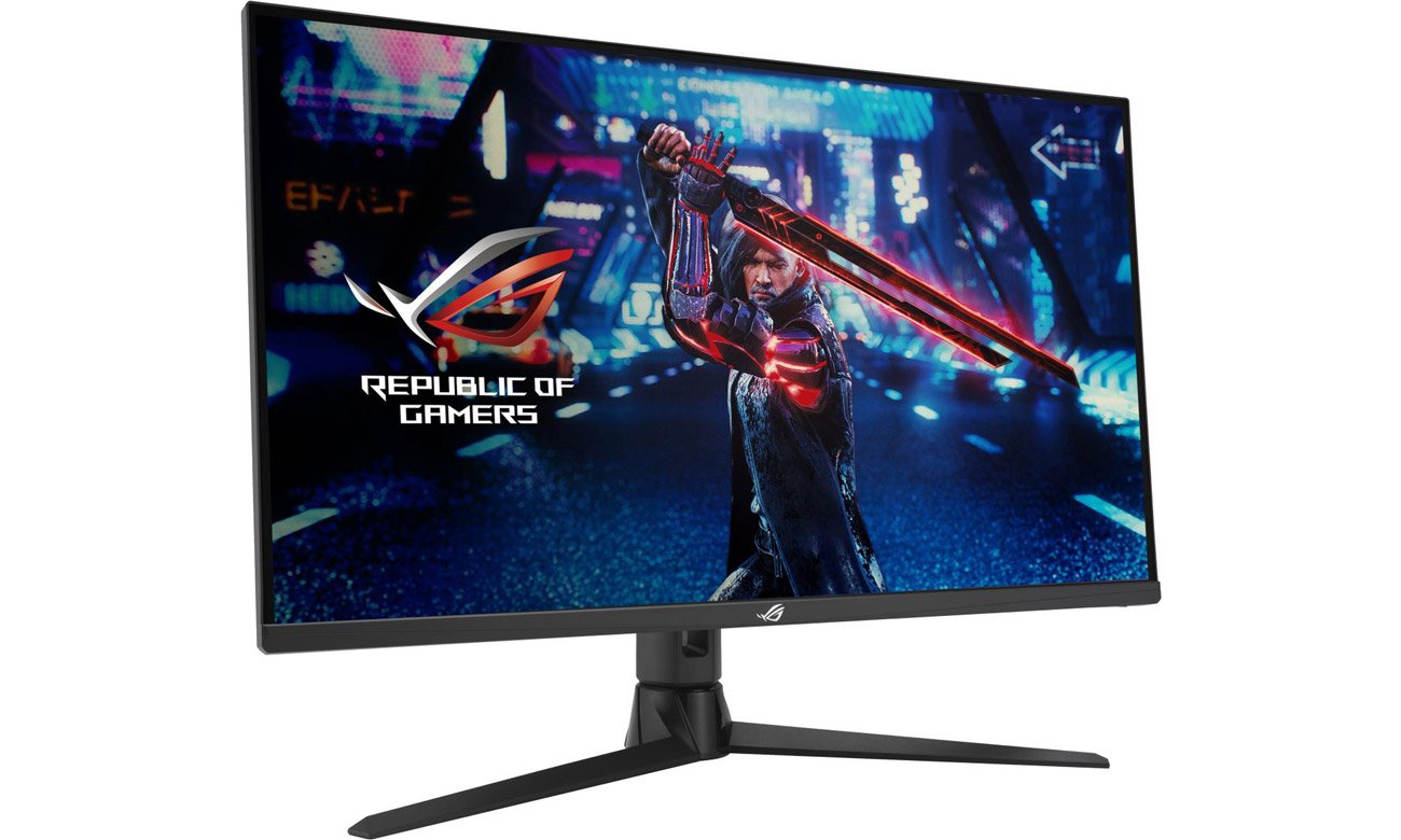 Вид ASUS ROG Strix XG32UQ спереди под углом