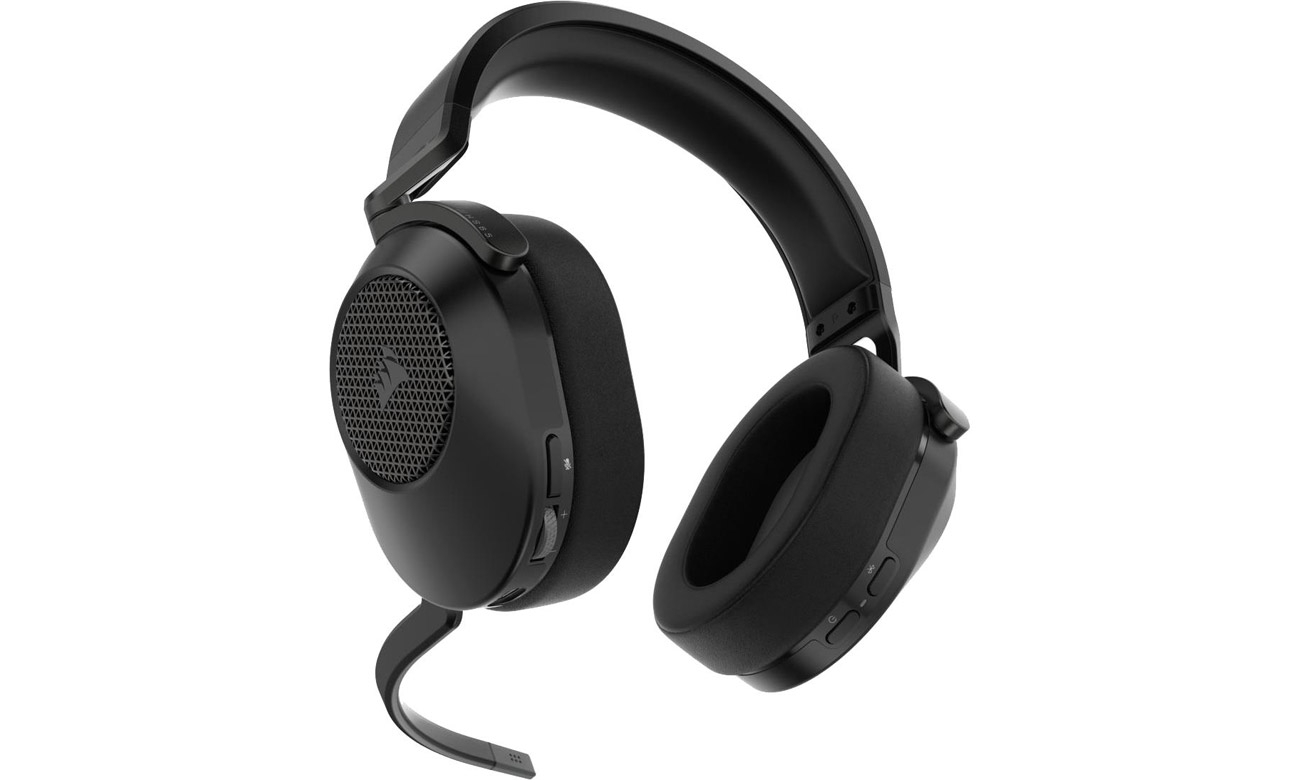 Corsair HS65 Wireless Carbon Wireless Headset - кутовий вид спереду + мікрофон